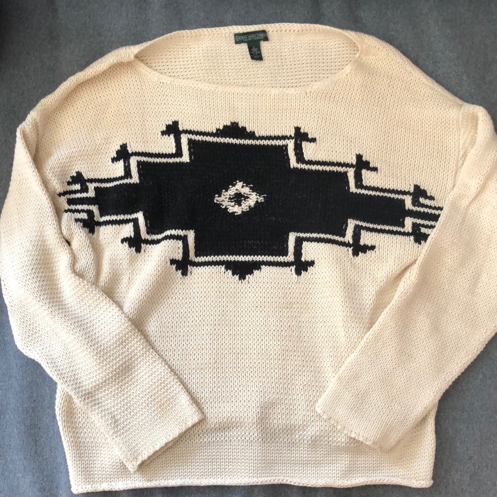Ralph Lauren off the shoulder cream sweater with design
